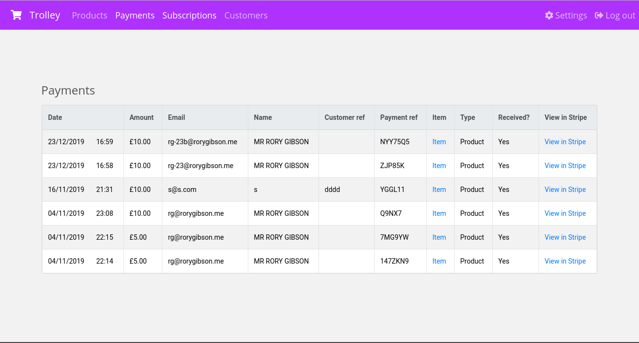 View payments